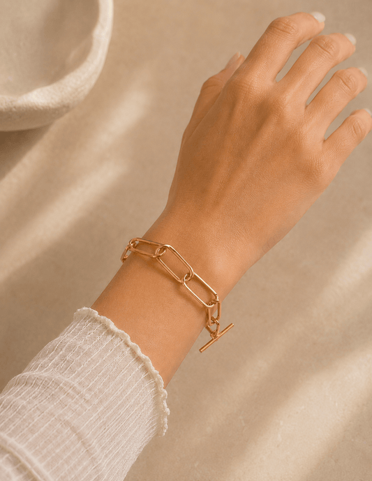 Naarya Jewels Rectangular Rectangular Link chain Handcrafted Bracelet (Anti-Tarnish )