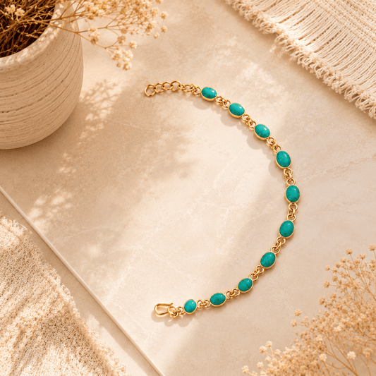 Naarya Jewels Turquoise Natural gold gemstone Bracelet
