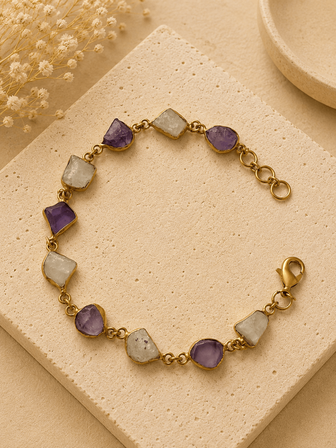 Naarya Jewels Moon & Amethyst Auric multi colour Gemstone Bracelet
