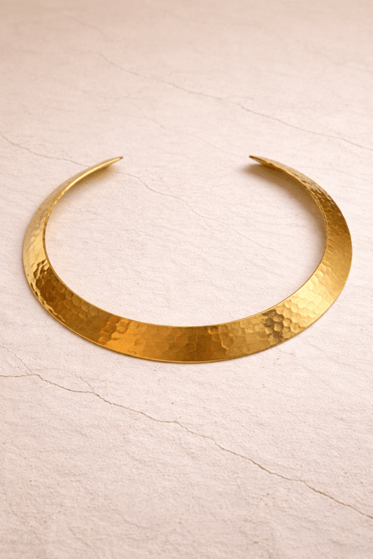 Naarya Jewels Hammered Brass Collar Necklace (Anti Tarnish)
