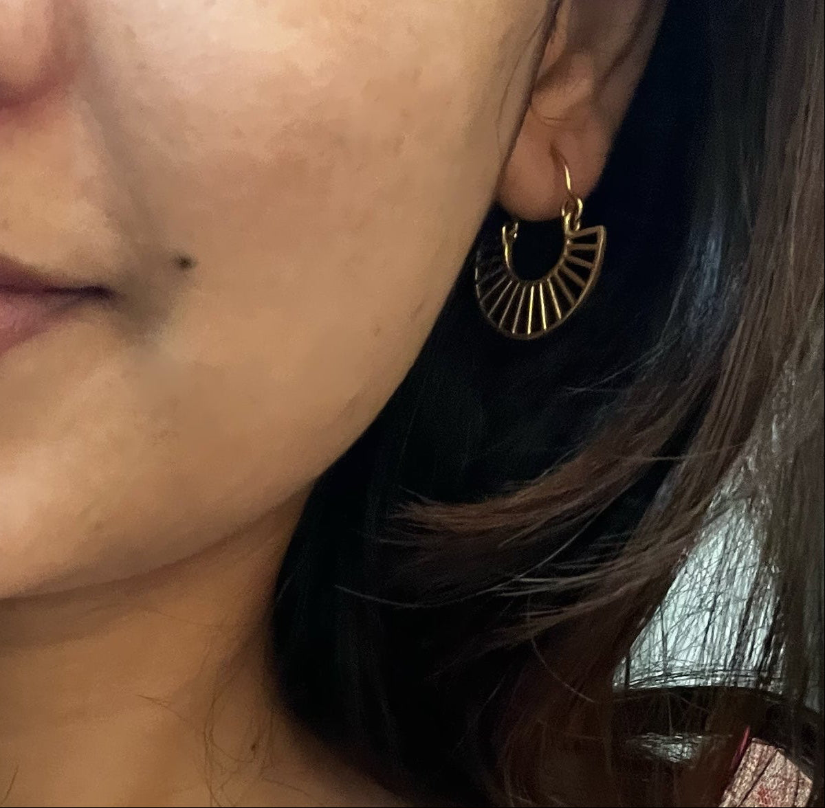 Linear Fan Short Brass Earrings