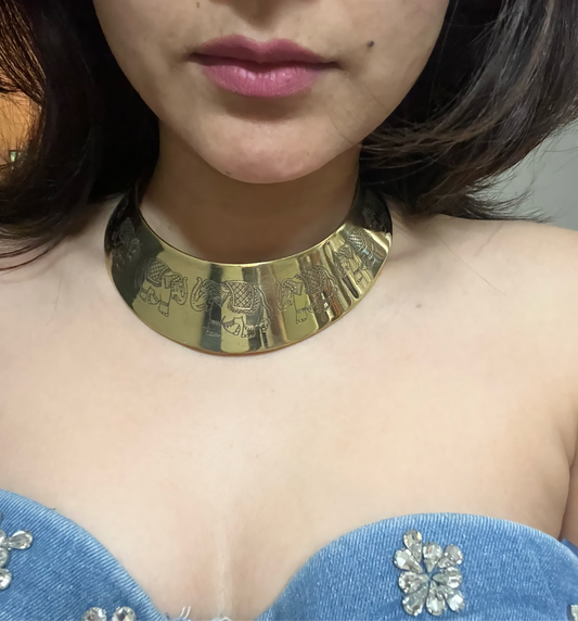 Engraved Elephant Choker