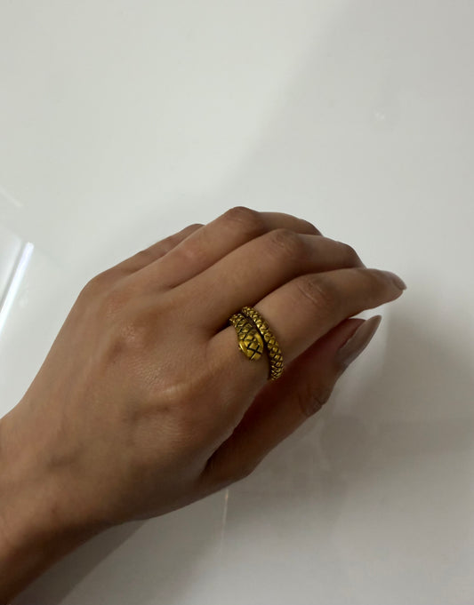 Scaled Serpent Coil Ring ( Anti Tarnish)