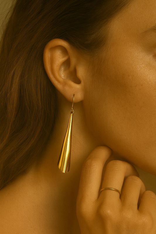 Elegance Fold Drops Brass Earring (Anti Tarnish)
