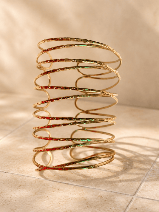 Naarya Jewels Hammered Gold Loop statement Cuff Bracelet (Anti Tarnish)