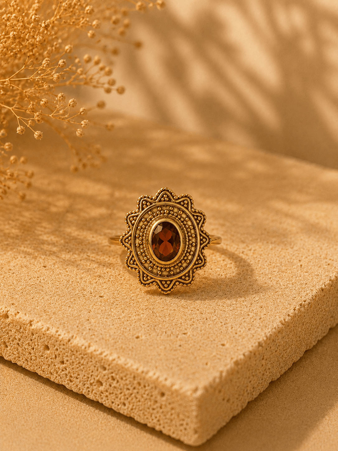 Naarya Jewels Garnet / 12 Sunlit Statement Majesty Ring