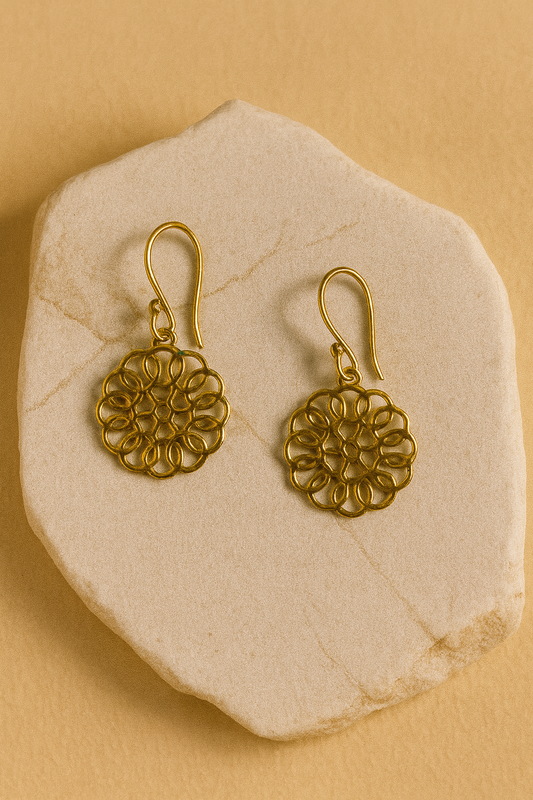 Golden Petal Loop Earrings