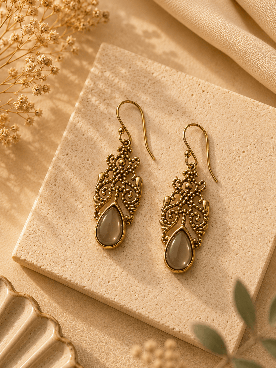 Naarya Jewels Labradorite Filigree Isle Drop Earrings