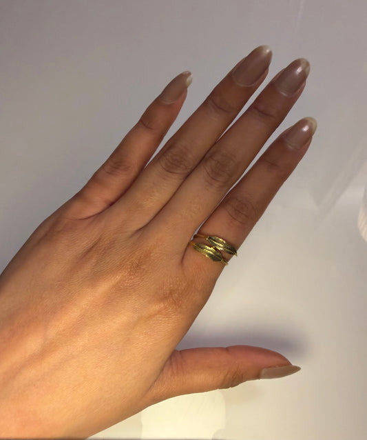Twin Leaf Wrap Ring (Anti Tarnish)