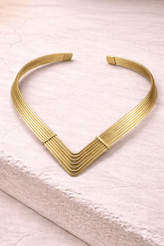 Naarya Jewels Statement Modern Linear Collar Necklace (Anti Tarnish)