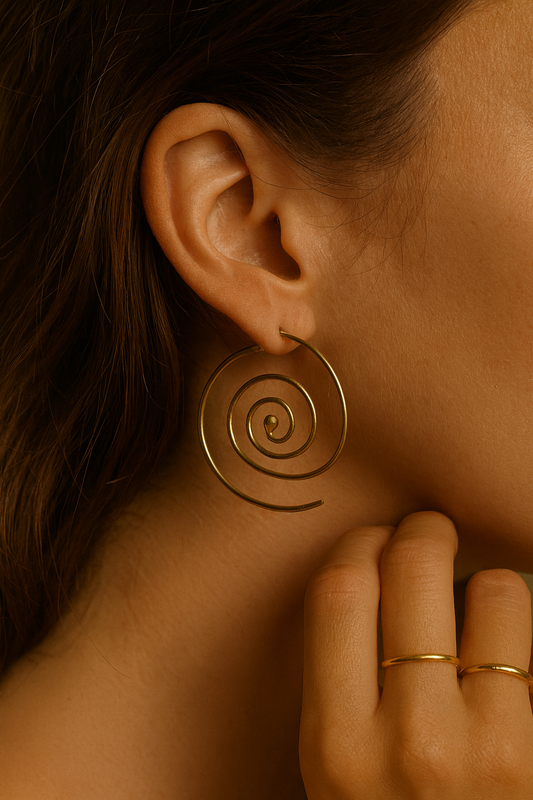 Golden Spiral Hoop Earrings