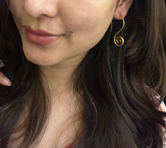 Double Swirl Brass Earrings (Anti Tarnish)