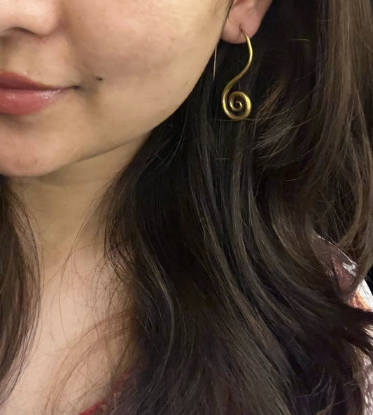 Naarya Jewels Double Swirl Brass Earrings (Anti Tarnish)