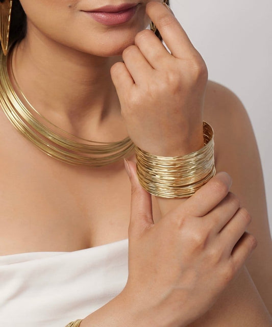 Naarya Jewels Statement strand Cuff Brass Bracelet (Anti tarnish)
