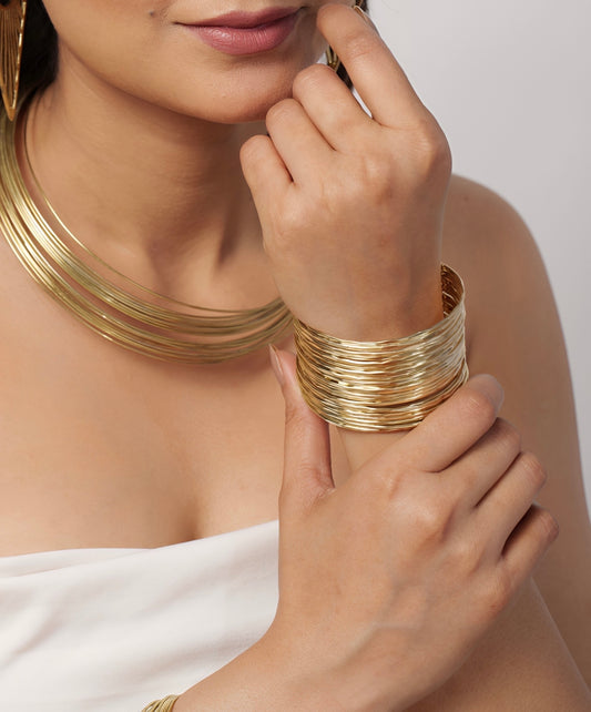 Statement strand Cuff Brass Bracelet (Anti tarnish)