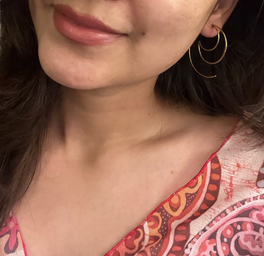 Golden Wave Handcrafted Hoop Earrings (Anti Tarnish)