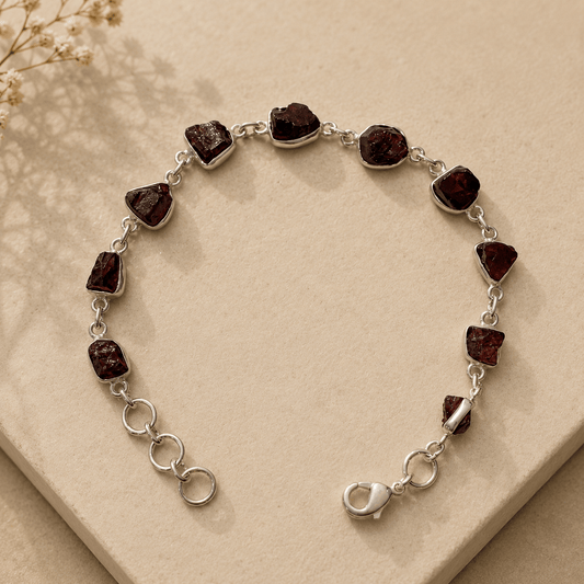 Naarya Jewels garnet Scarlet Silver velvet Bracelet
