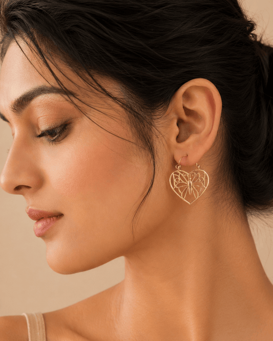 Naarya Jewels Butterfly Heart Hoops ( Anti Tarnish)