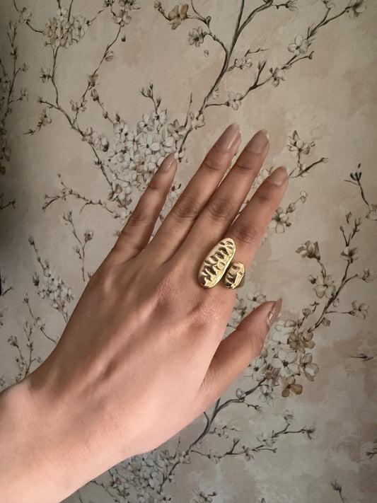 Dual Statement Abstract Gold Ring