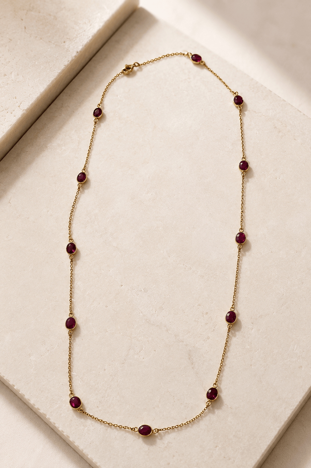 Naarya Jewels Rubilite Gemstone Chain Necklace