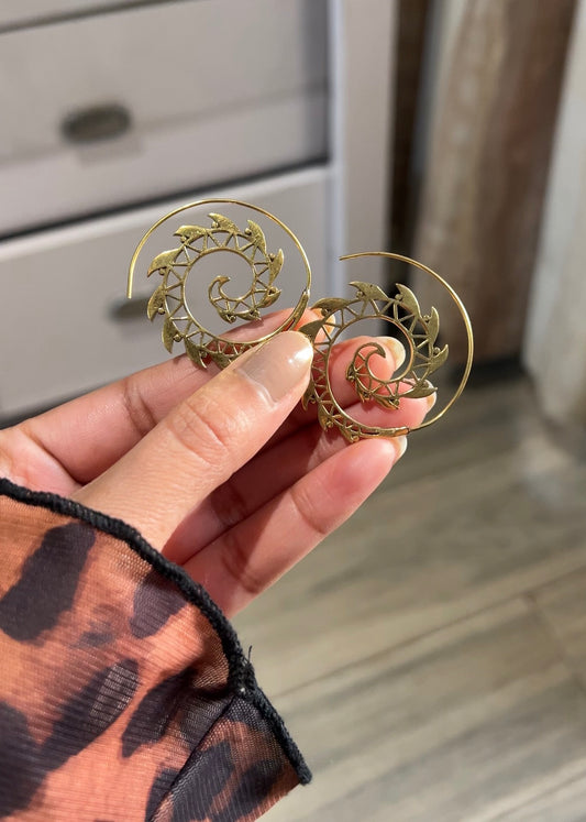 Leaf Swirl Brass Earring (Anti Tarnish )