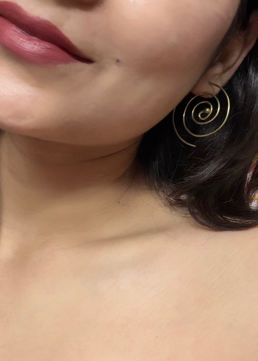 Naarya Jewels Golden Spiral Hoop Earrings