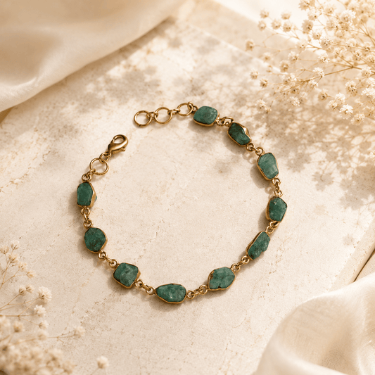 Naarya Jewels Emerald Raw Earth Gold Bracelet