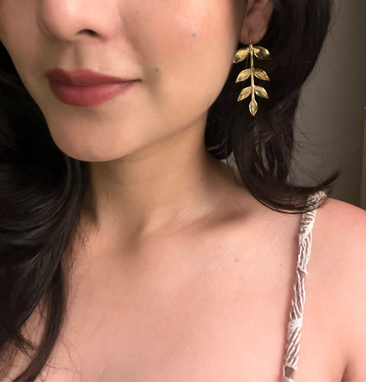 Golden Leaf Cascade Earrings