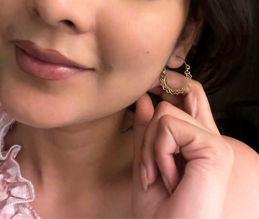 Golden Lotus Hoop Earrings