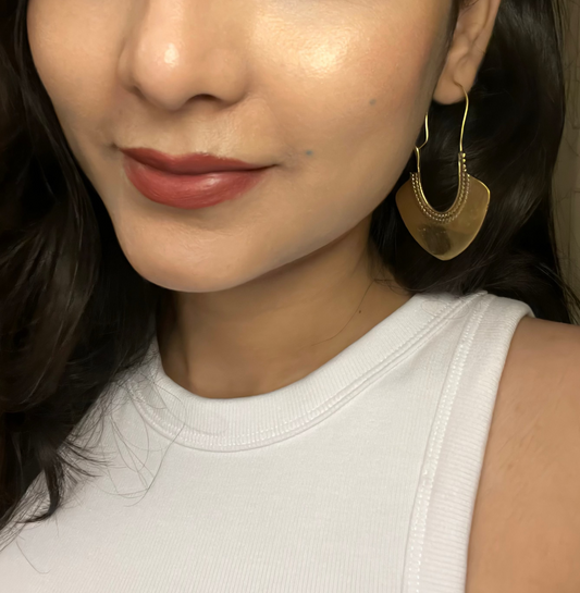 Golden Tribal Fan Hoop Earrings