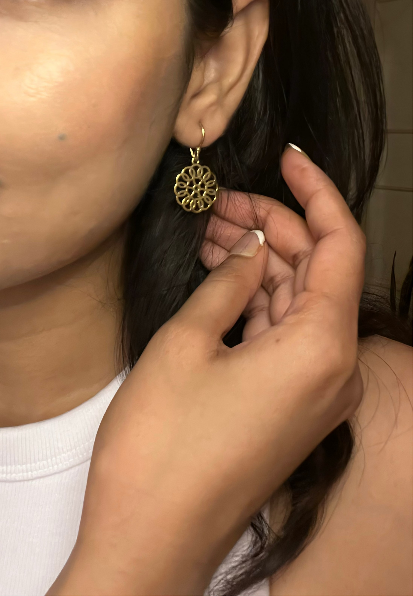 Golden Petal Loop Earrings