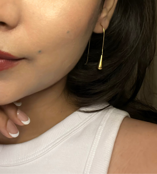 Golden Teardrop Threader Earrings