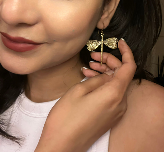 Golden Dragonfly Earrings