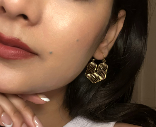 Geometric Hexa Hoop Earrings
