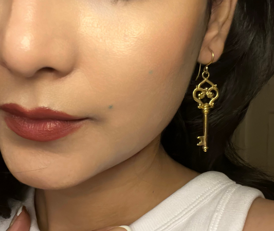 Vintage Key Charm Earrings