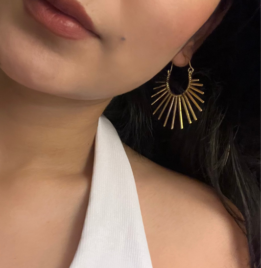 Golden Sunburst Hoops Earrings (Anti Tarnish)
