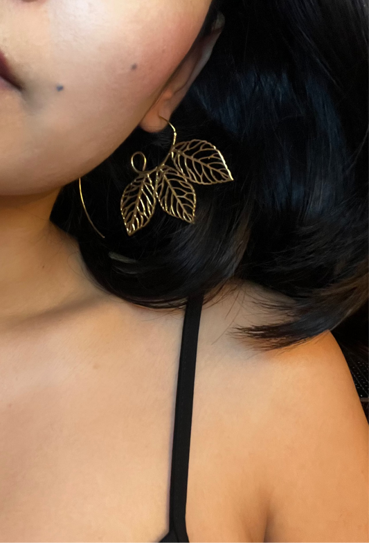 Golden Leaf Swirl Earrings