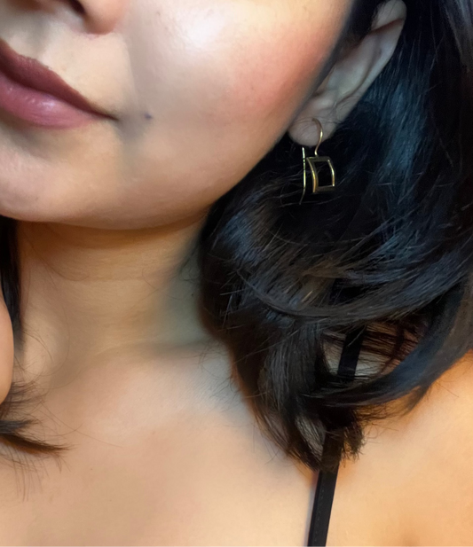 Golden Tilted Square Hoop Earrings