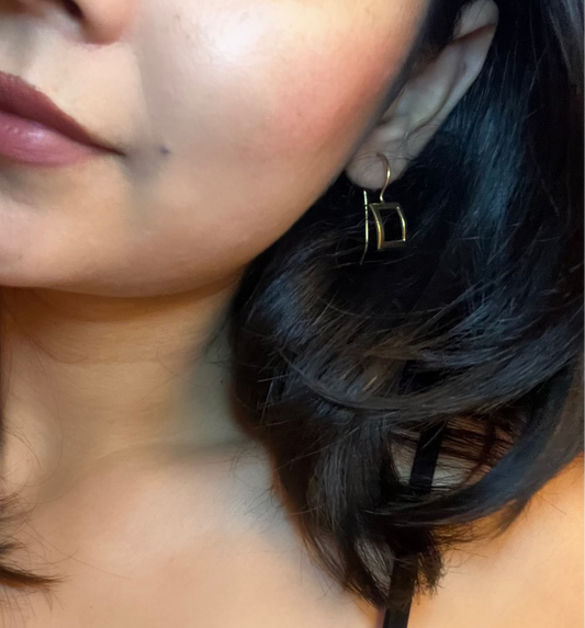 Golden Tilted Square Hoop Earrings