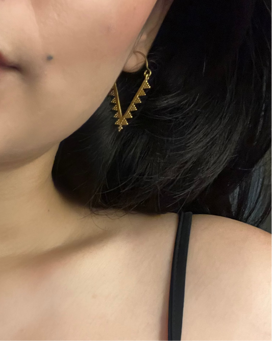 Golden Tribal V Earrings Anti Tarnish)