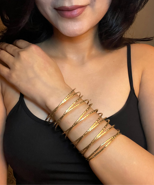 Hammered Gold Loop statement Cuff Bracelet