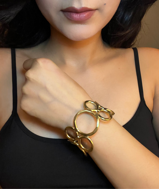 Golden Orbit Cuff Bracelet (Anti Tarnish)