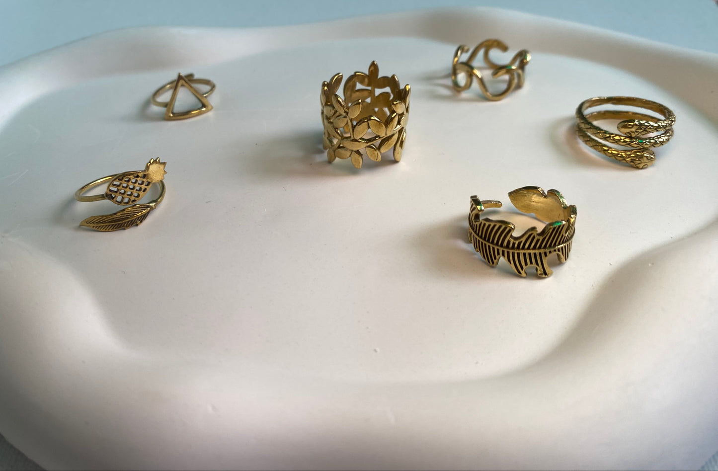 Golden Grace Adjustable Ring Set – Combo of 6