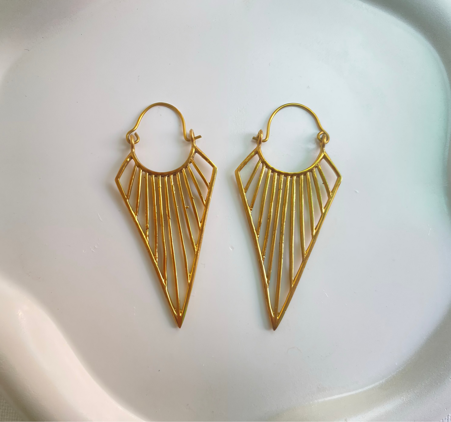Modern Tribal Drop Brass Earrings (Anti Tarnish)