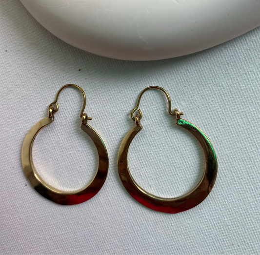 Flat Hoop Brass Earrings (Anti Tarnish)