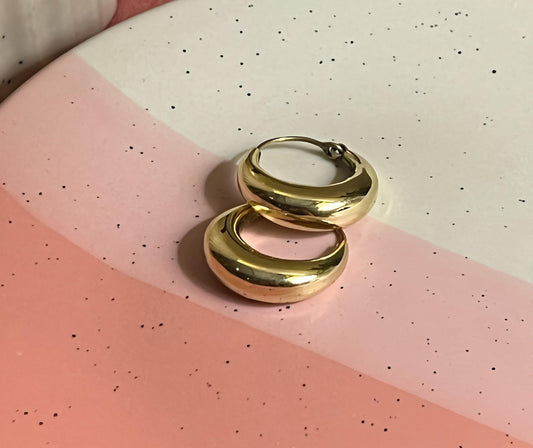 Solid Gold Circle Brass Earring (Anti Tarnish)