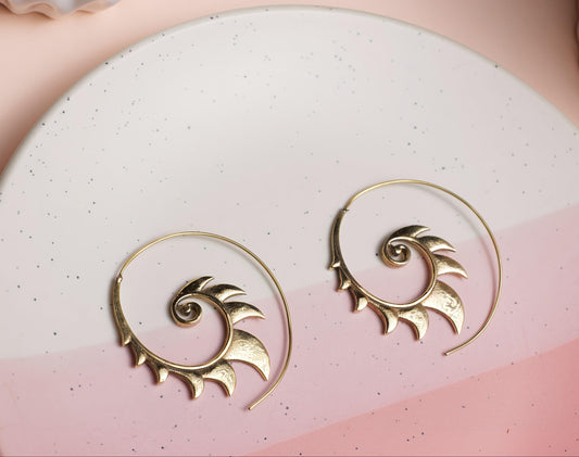 Sacred Spiral Brass Earring (Anti Tarnish )