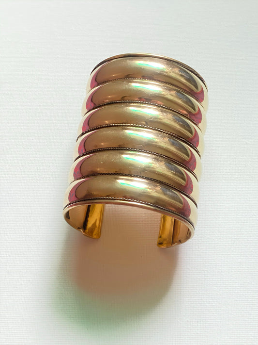 Statement Stacked Row Brass Bangle