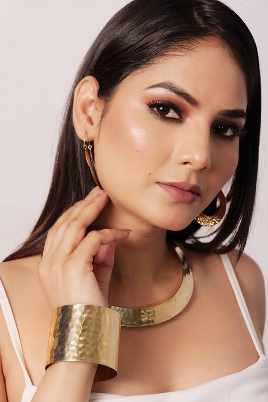 Hammered Gold Brass Cuff (Anti Tarnish)