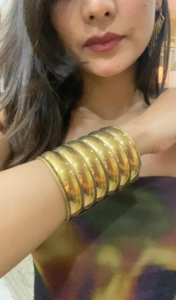 Statement Stacked Row Brass Bangle